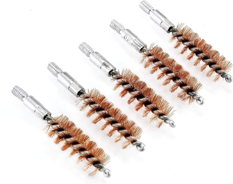 BOOSTEADY 5 Pcs Phosphor Bristle Bronze Bore Gun Cleaning Brush for Pistol Shotgun with 50 Professional Square Patches Multi-Caliber - Image 1